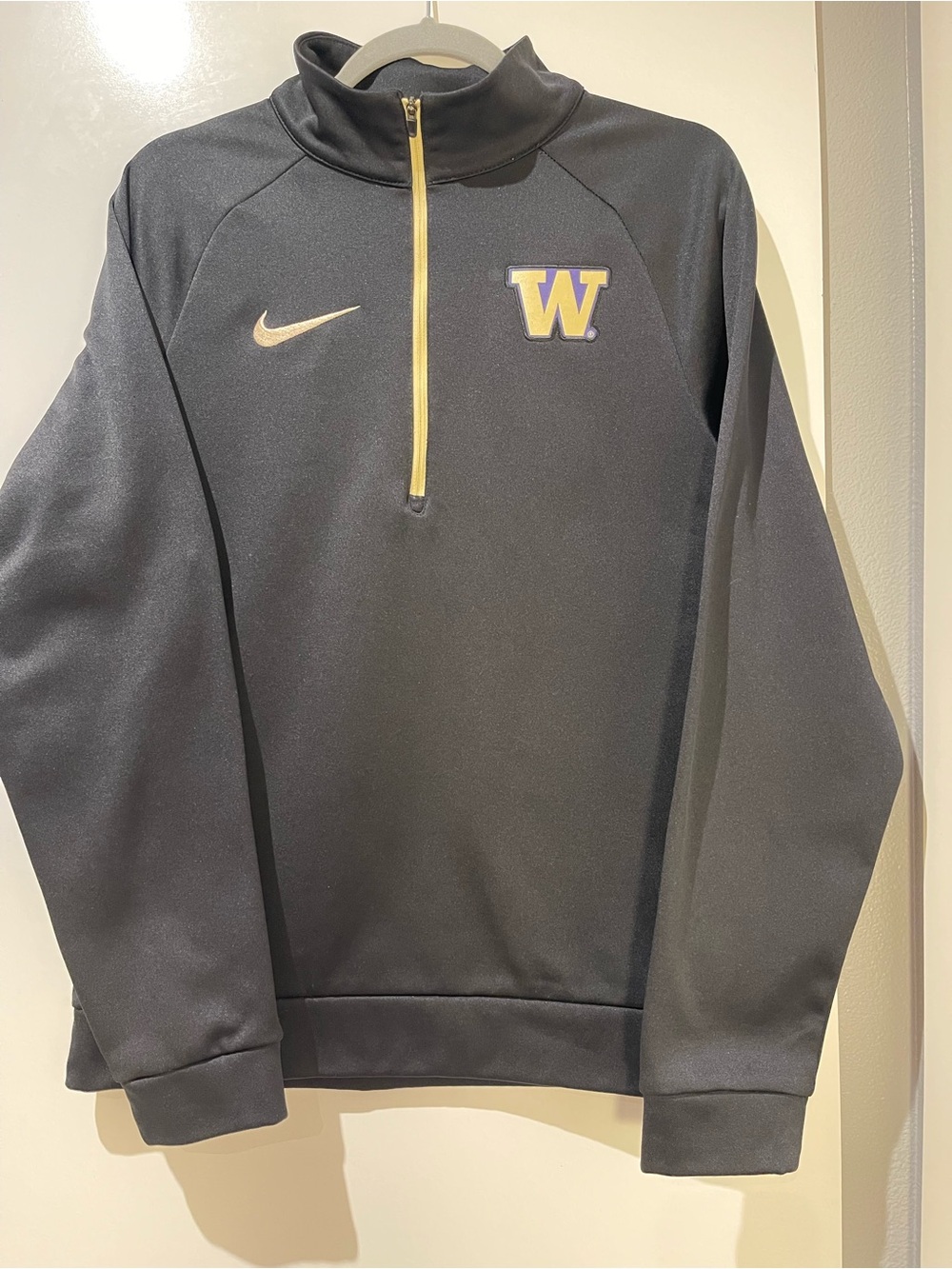 Nike Washington Huskies Dri-FIT 1/4 Zip Pullover Small Black Gold UW Unisex